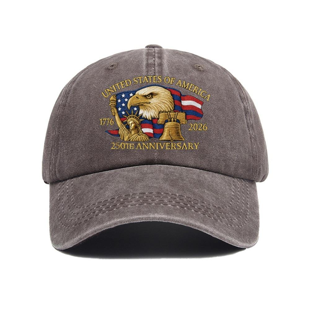 Hot-selling Washed Retro Printed Baseball Cap American Anniversary Men's and Women's Caps Embroidery Production Log