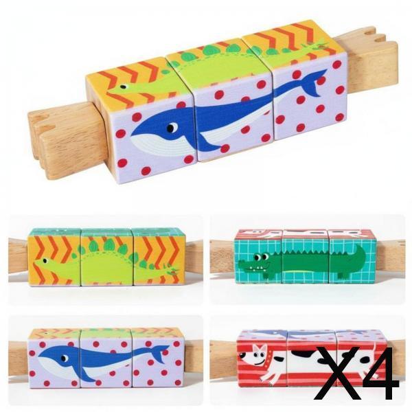 Rotating Wooden Puzzle Block Educational Toy Toddler Puzzles Imagination Games
