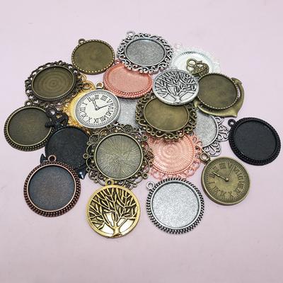 5pcs 25mm Inner Size Pendant Cabochons Blank Base Setting Bezel Tray Alloy DIY Jewelry Making Accessories for Necklace Keychains