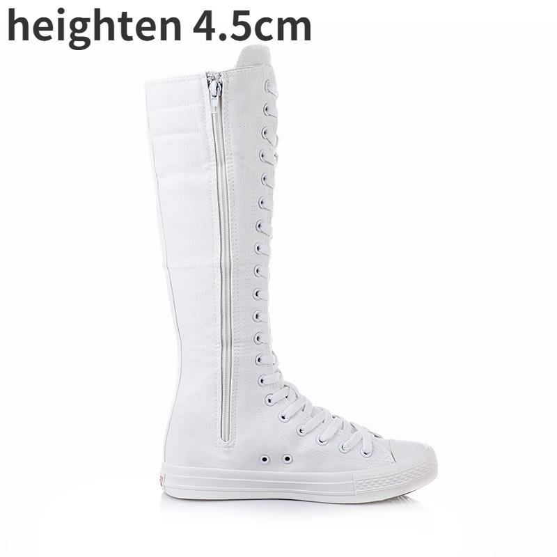 Mode 2025 Neu Frühling Herbst Damenschuhe Canvas Freizeit High Top Schuhe Lange Stiefel Schnürung Reißverschluss Bequem Flache Stiefel Sneaker
