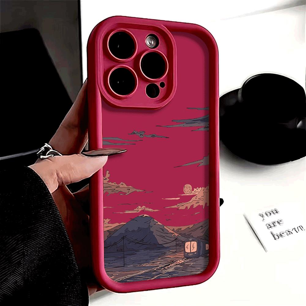 Phone Case for iPhone 16 15 14 13 12 11 Pro Max XS XR X Plus 12 13 Mini Cover Landscape Mountain Cloud Silicon Shockproof Cover