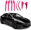 Fuchsia Pink Exterior Set for Tesla Model Y Model 3 2026 HW4.0 8PCS Door Handle Covers Side Camera Covers Mirror Trim Strips