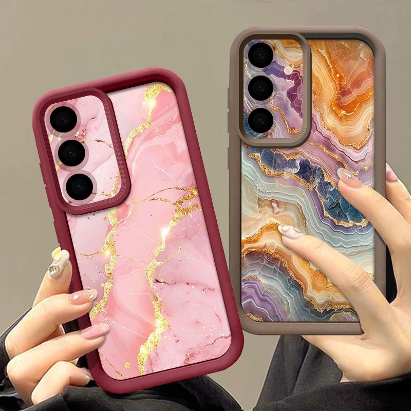 Colorful Marble Print Case For Samsung A57 A37 A27 A17 S26 Ultra S25 FE A56 A36 A26 A16 A55 A35 A25 A15 A54 5G S21 S22 S23 S24 Plus Shockproof Cover