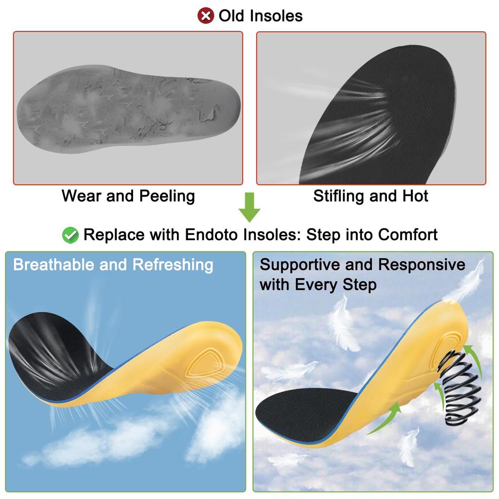 Endoto Insoles for Carhartt Work Boots Replacement Men's - Insoles/Insoles (Size 25.5cm)