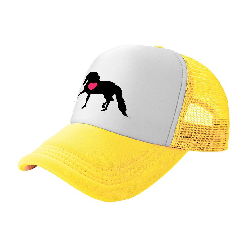 Horse with Heart Logo Mesh Trucker Hat Breathable Adjustable Baseball Cap for Adults and Unisex Fashion Accessory