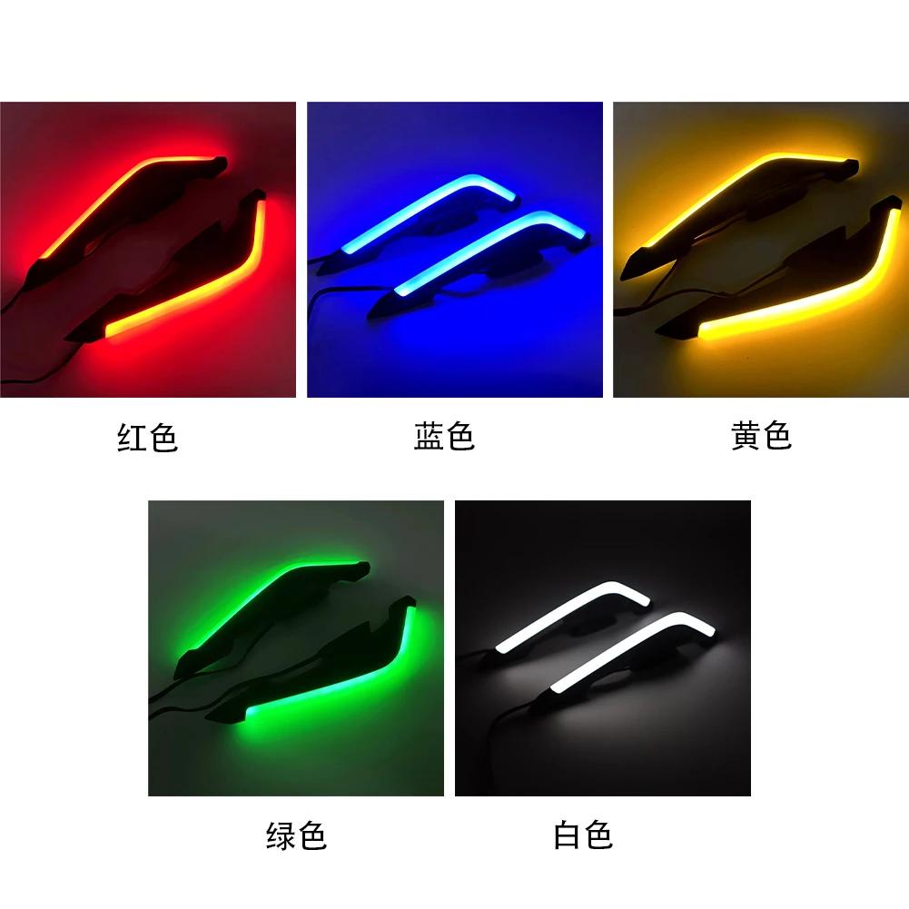 2 Stück Motorrad Frontseiten-Spoiler Winglets Aerodynamisches Flügelset Feste Windabweiser mit LED-Licht Klebe-Dekoraufkleber