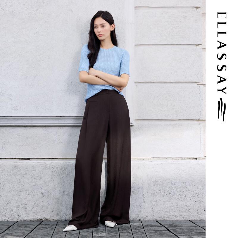 ELLASSAY Women's Silk-Cotton Slim Fit Short Sleeve Knit Top