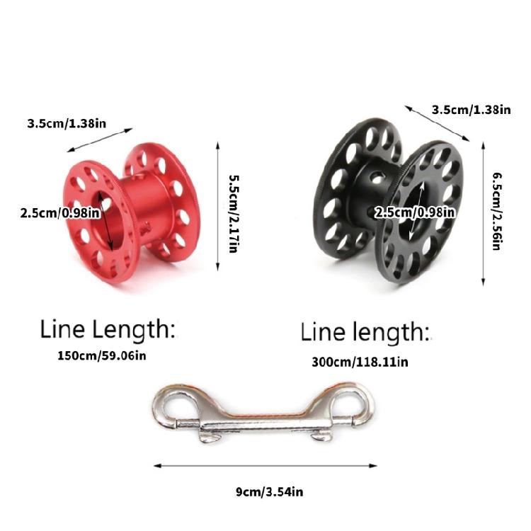 Scubas Diving Spool Finger Reel Aluminum Alloys Spool Finger Reel with Double Ended Hook Cave Diving Equipment Enduring