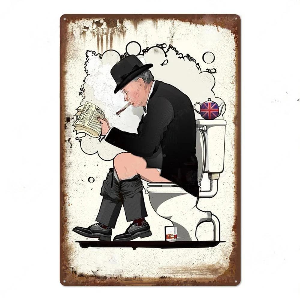 Vintage Tin Sign Bathroom Poster Decoration Bathroom Vintage Metal Plate Wall Art Bathroom Decoration Wall Painting Aesthetics