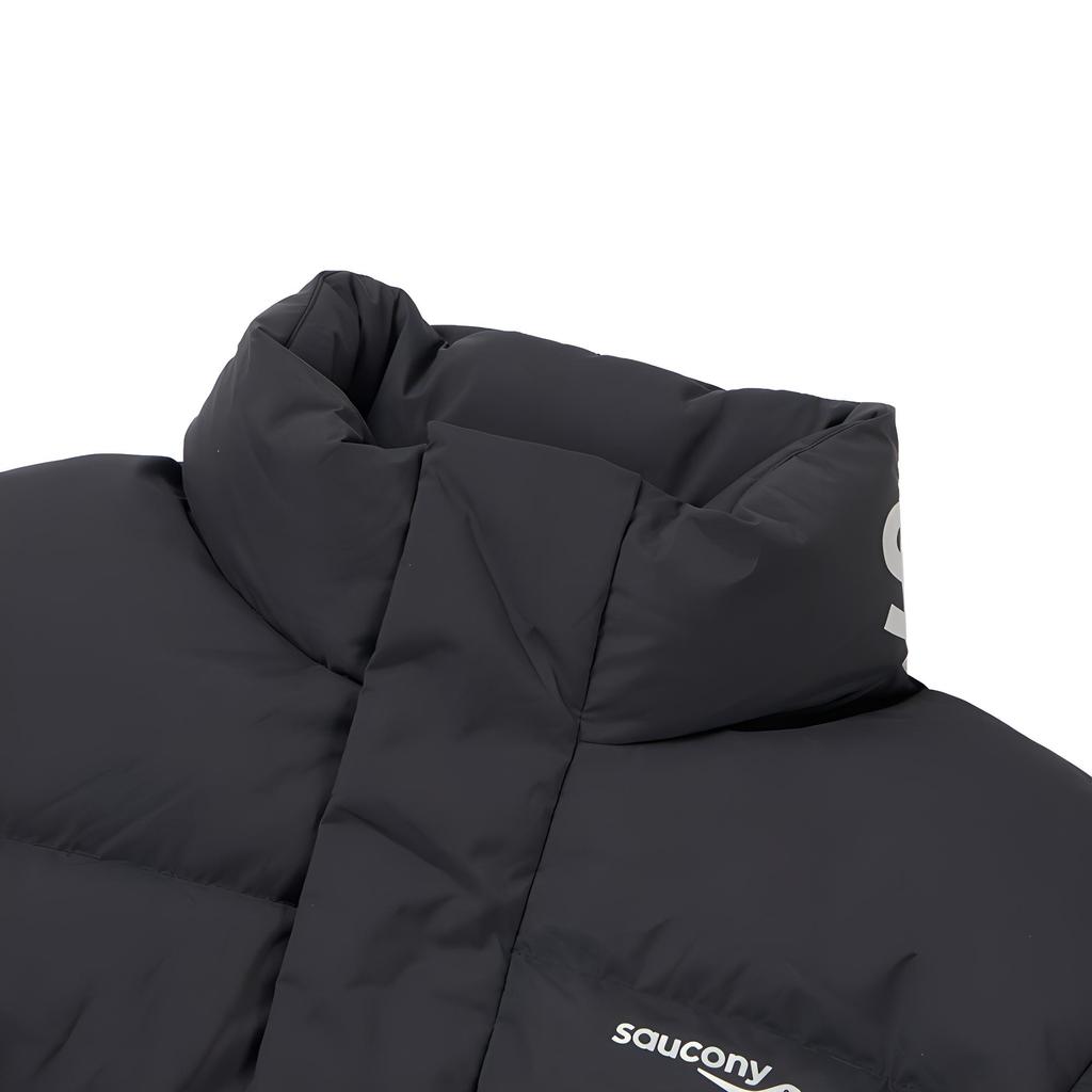 SAUCONY Letter Pattern Stand Collar Warm Fashion Versatile Down Jacket Unisex Outerwear Black SC3240215AL-BK01