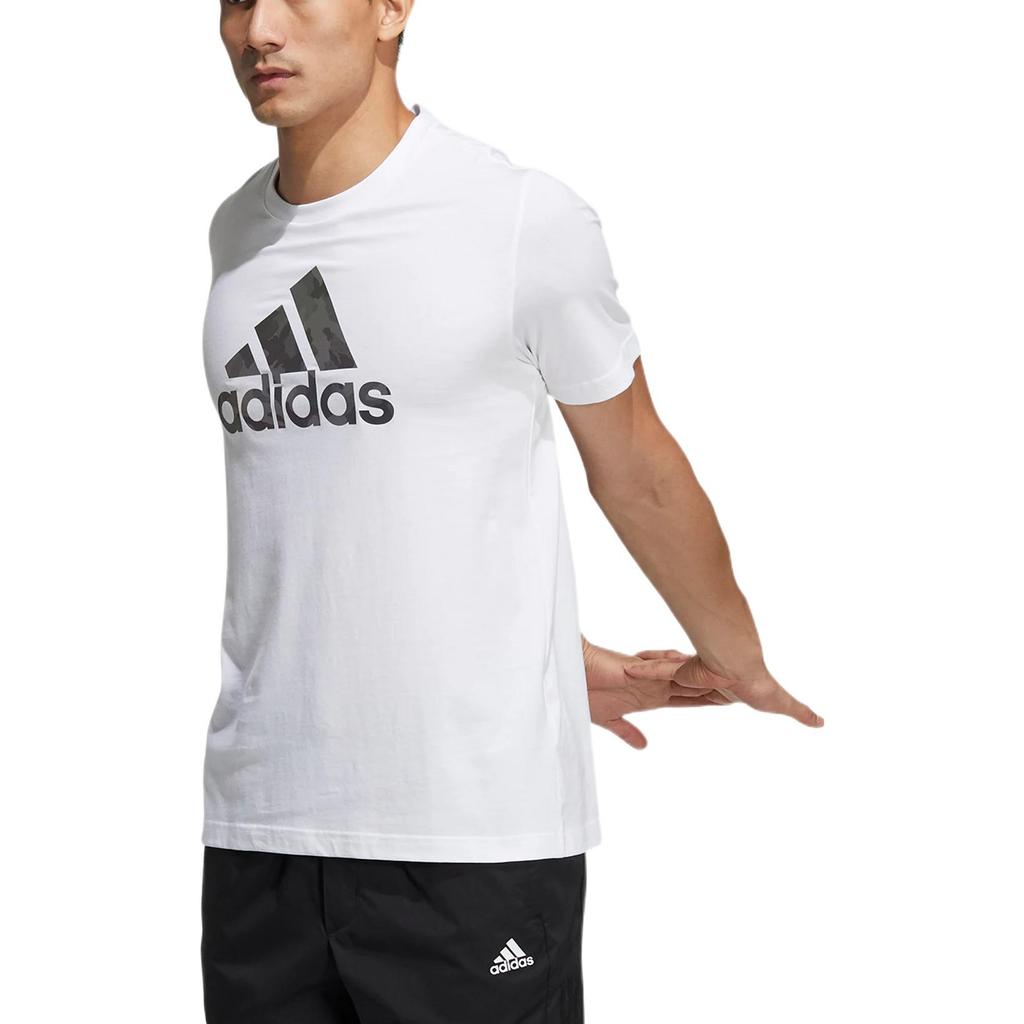 Adidas Alphabet Logo Print Sports Round Neck Short Sleeve T-Shirt Men Tops White HE7425