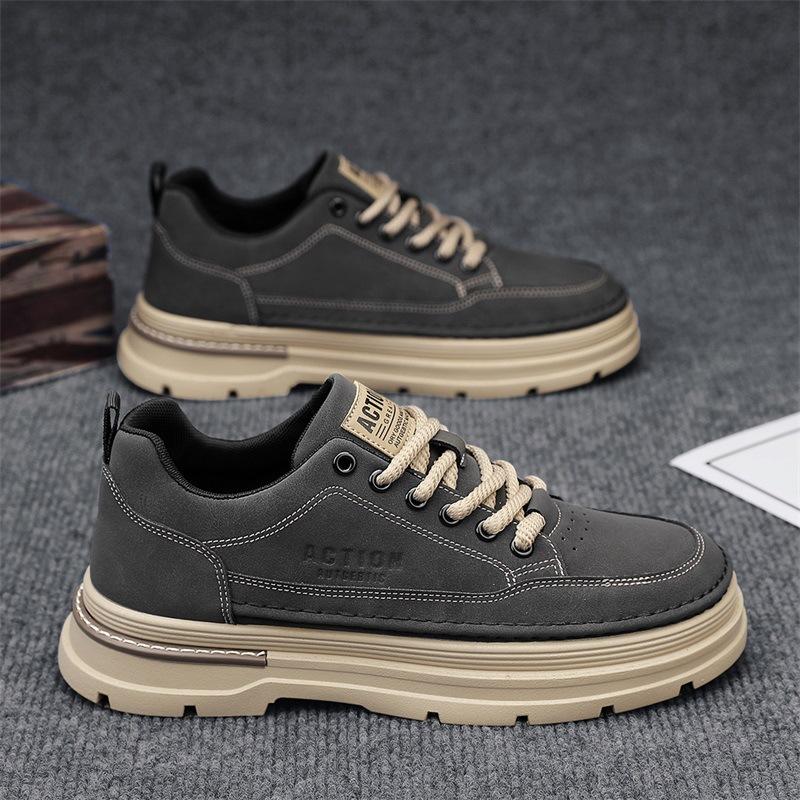 Men's Trendy Brand Versatile Casual Workwear Shoes Sports Low Top Leather Surface Waterproof Anti Slip Wear-resistant Martin