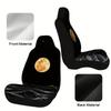 2pcs Golden Moon Mountains Night Sky Pattern Car Seat Covers | Washable, Easy To Install, Universal Fit For Sedan And SUV Front