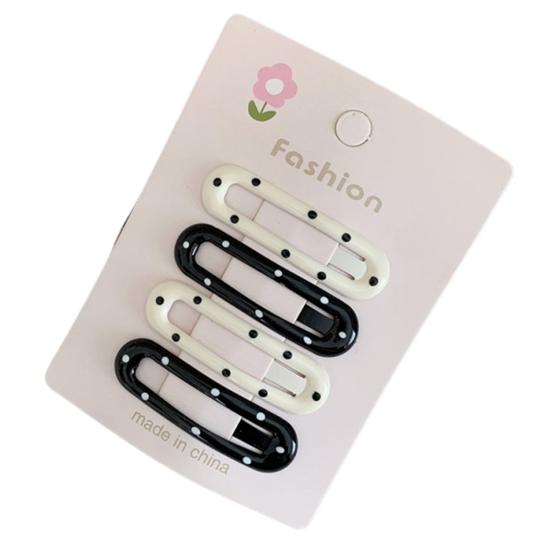 

4Pcs Girl Hairpins Metal Base Dot Print Rectangle Star Heart Shape Hair Pins Small Size Fixation Invisible Hair Clips Hair Accessories C