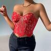 High-End Sexy Lace Eyelash Floral Tube Top for Women 11075
