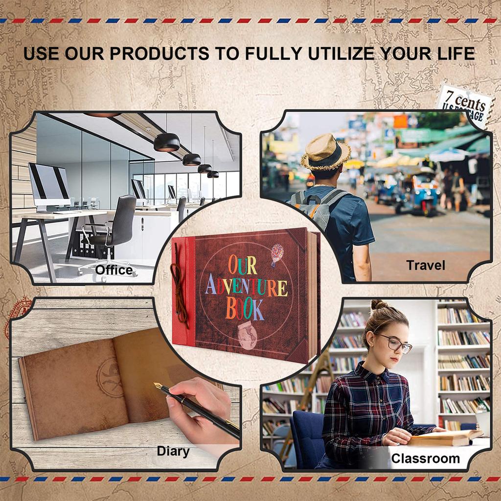 40 Seiten Unser Abenteuerbuch DIY Handgemachtes Fotoalbum Scrapbook Retro Kraft Album Jubiläum Hochzeit Gast Erinnerungsbuch Geschenk Deko