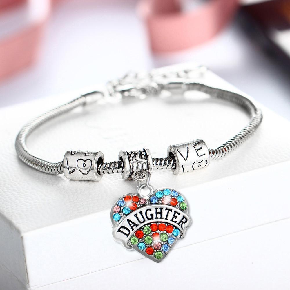 Exquisite Family Members Inlaid Colorful Rhinestone Love Heart Bracelet Gift For Loved Ones