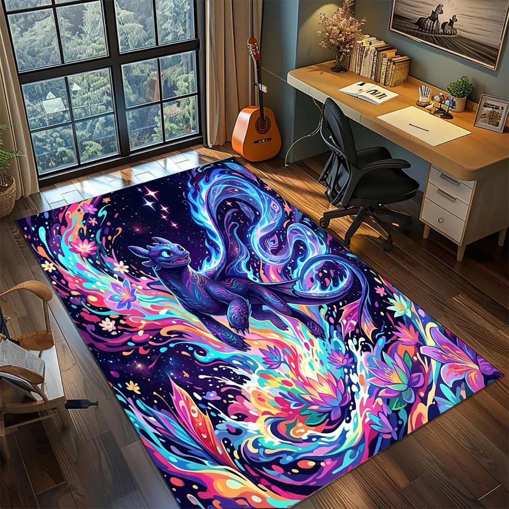 Toothless Night Fury Large Area Non Slip Rug Carpet Washable Floor Mat Bedroom Gamer Room Home Decor.-TING