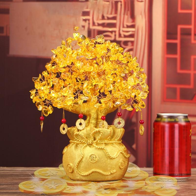 Creative Citrine Lucky Tree Chinese Feng Shui Money Tree Fortune Tree For Desktop Ornament Home Decoration Gifts