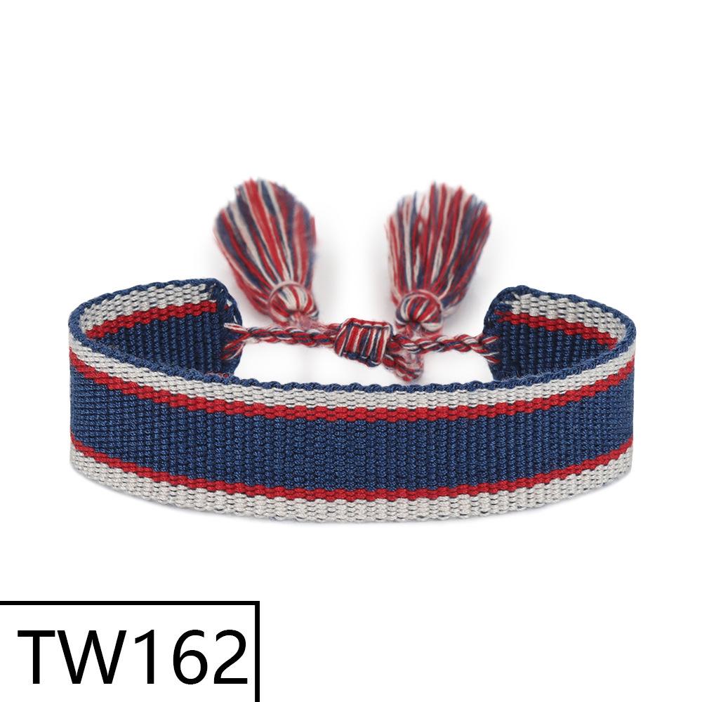 Handmade Bohemian Embroidered Logo Tassel Bracelet - Ethnic Style Friendship Band