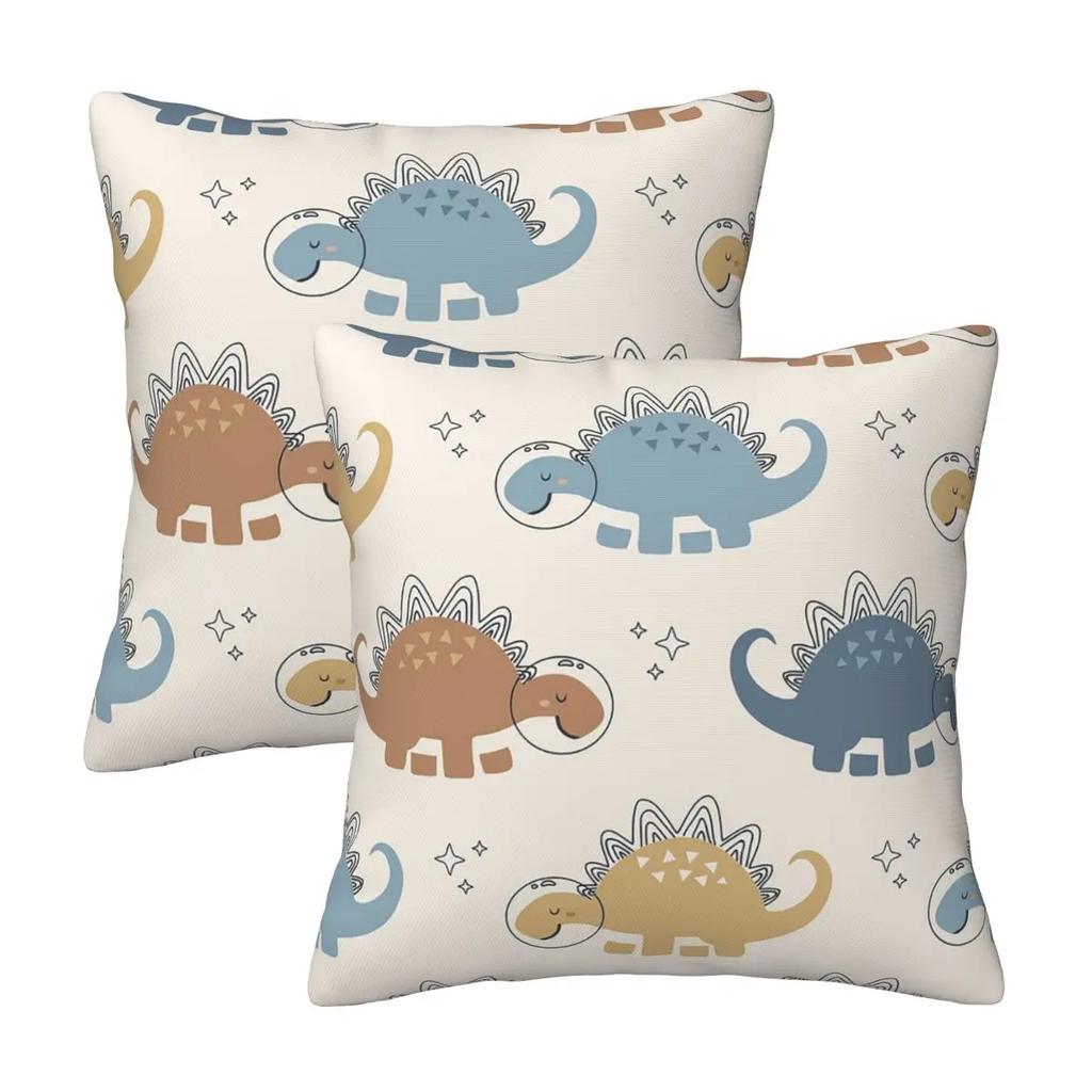 Dinosaur Dinosaurs In Space 2 pcs Square Pillowcase Pillow Cover Cushion Decor Comfort Throw Pillow for Home Car