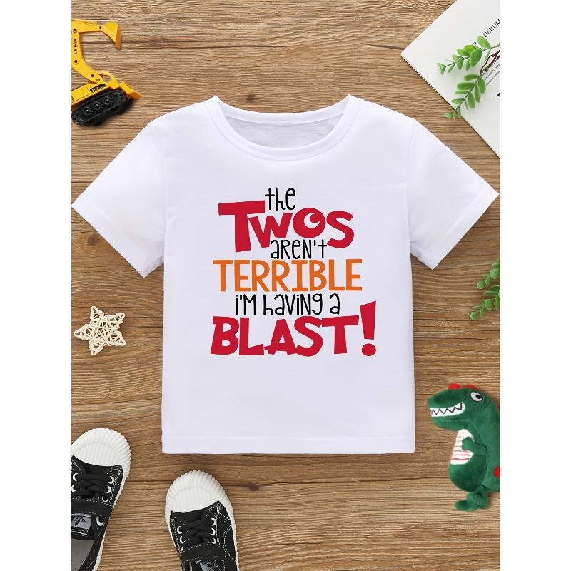 European sizes Boys  Letter Print Simple, Stylish, Versatile, and Creative Spring/Summer T-shirt 110 белый