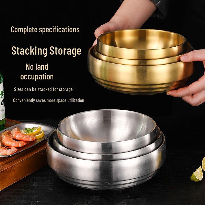 Korean Style Double-Layer Stainless Steel Noodle Bowl