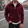 Men's Double-Sided Fleece Half-Zip Turn-Down Collar Casual Sweatshirt Jacket.