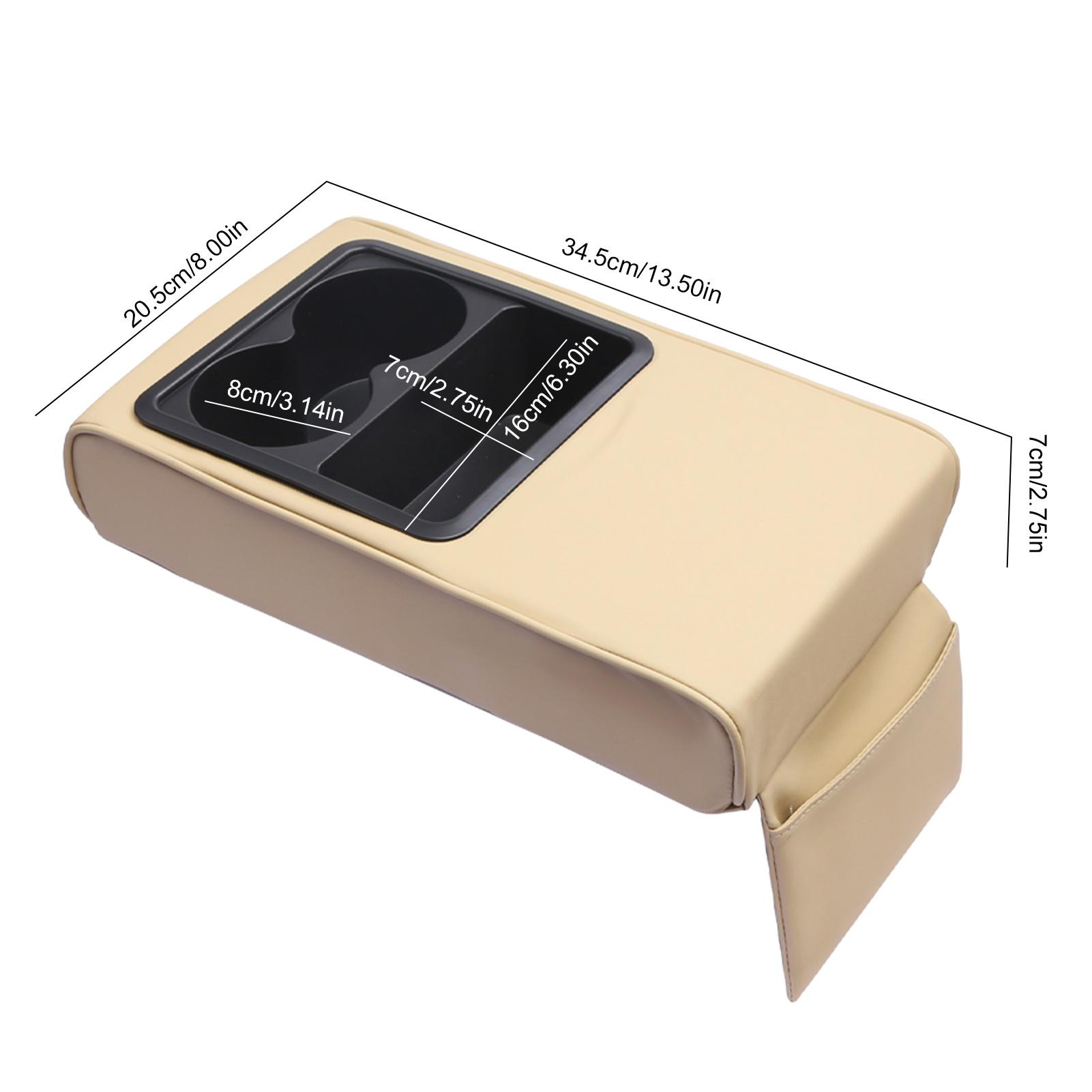 

Подлокотник автомобиля с двумя карманами для хранения подстаканников, подлокотник центральной консоли автомобиля, накладка для увеличения высоты, защитный чехол для подлокотника бежевый