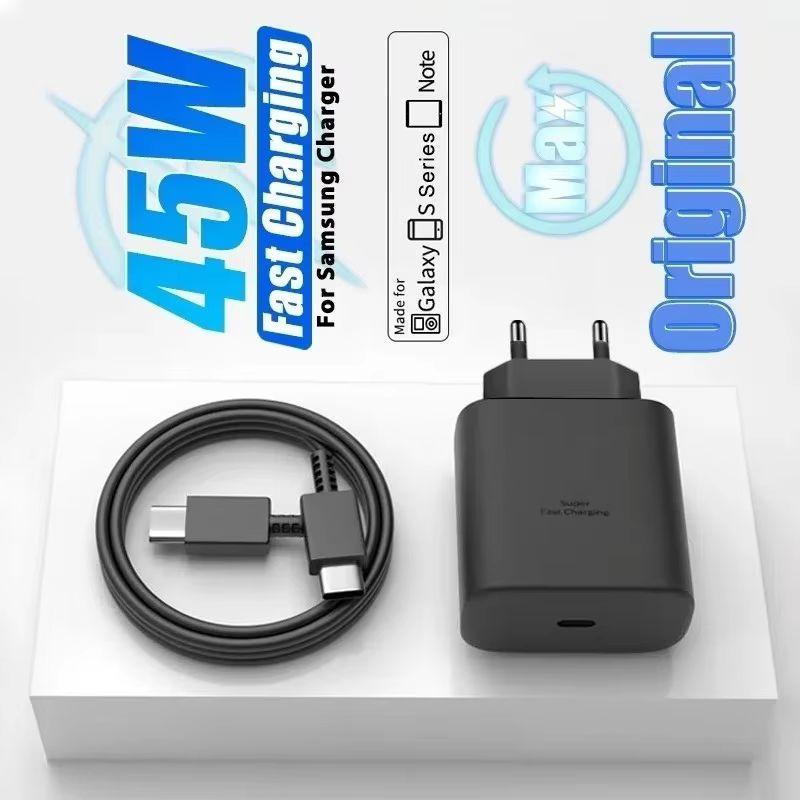 

Супершвидкий зарядний пристрій PD 45W 5A для Samsung S21 S22 S23 S24 Plus Note20 Ultra A34 A53 A54 A55 A71 A73 USB-C кабель швидкої зарядки 2 м EU Plug - 5A Cable