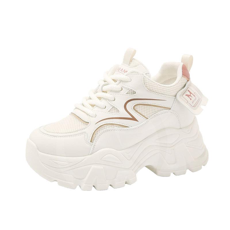 thick-soled dad shoes women's spring and autumn mesh sneakers women's muffin heightening casual little white shoes women