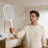 Electric Mosquito Swatter Rechargeable Insect Zapper Racket with Triple Layer Mesh and LED Indicator for Indoor Outdoor Use