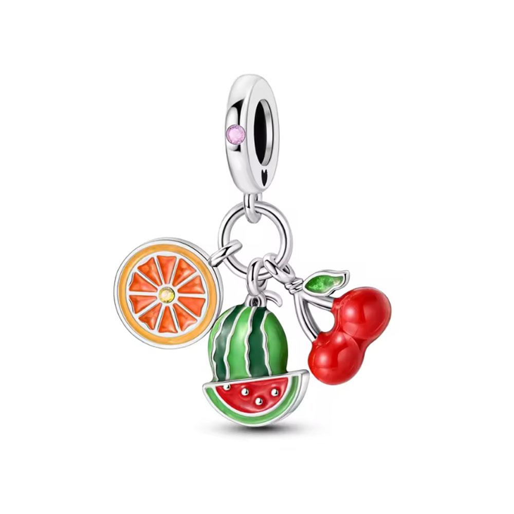

New 925 Silver Lemon Mushroom Cake Beads Moon Bag Charms fit Charm Bracelet For Women DIY Fashion Making Jewelry