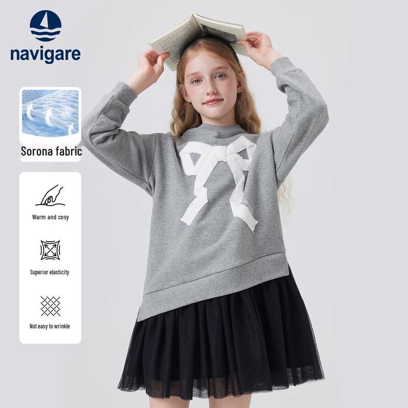 Navigare Girls Long Sleeve Sweet Academy Style Sweatshirt Dress 130