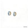 18K Gold-Plated S925 Sterling Silver Earrings, Geometric Blue Zirconia, Retro Versatile Design