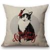 Christmas Decoration Cushion Cover Painting Cats Cute Throw Pillow Case Cotton Linen Home Decor Children'S Room New Year Gift