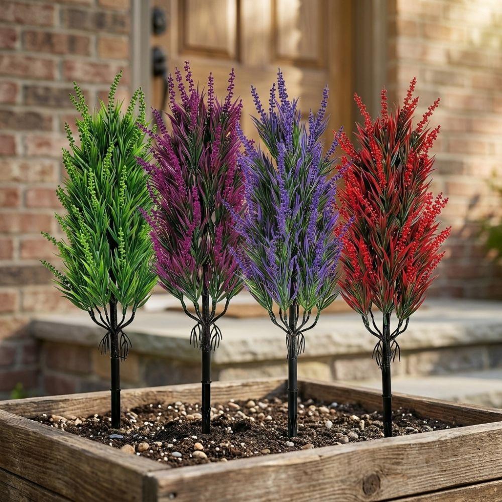 Bamboo Leaf Artificial Lavender Stake Flower No Fade Simulation Lavender Plant Patio Lawn