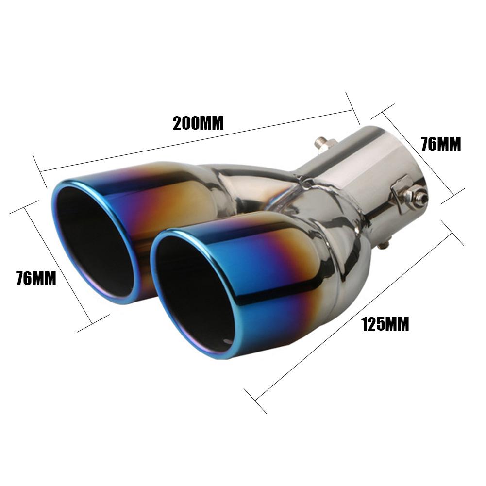 Car Bent Dual Exhaust Tip 3 Inch ID Inlet Rolled Edge Slant Cut Stainless Steel Square End One Change Two Double