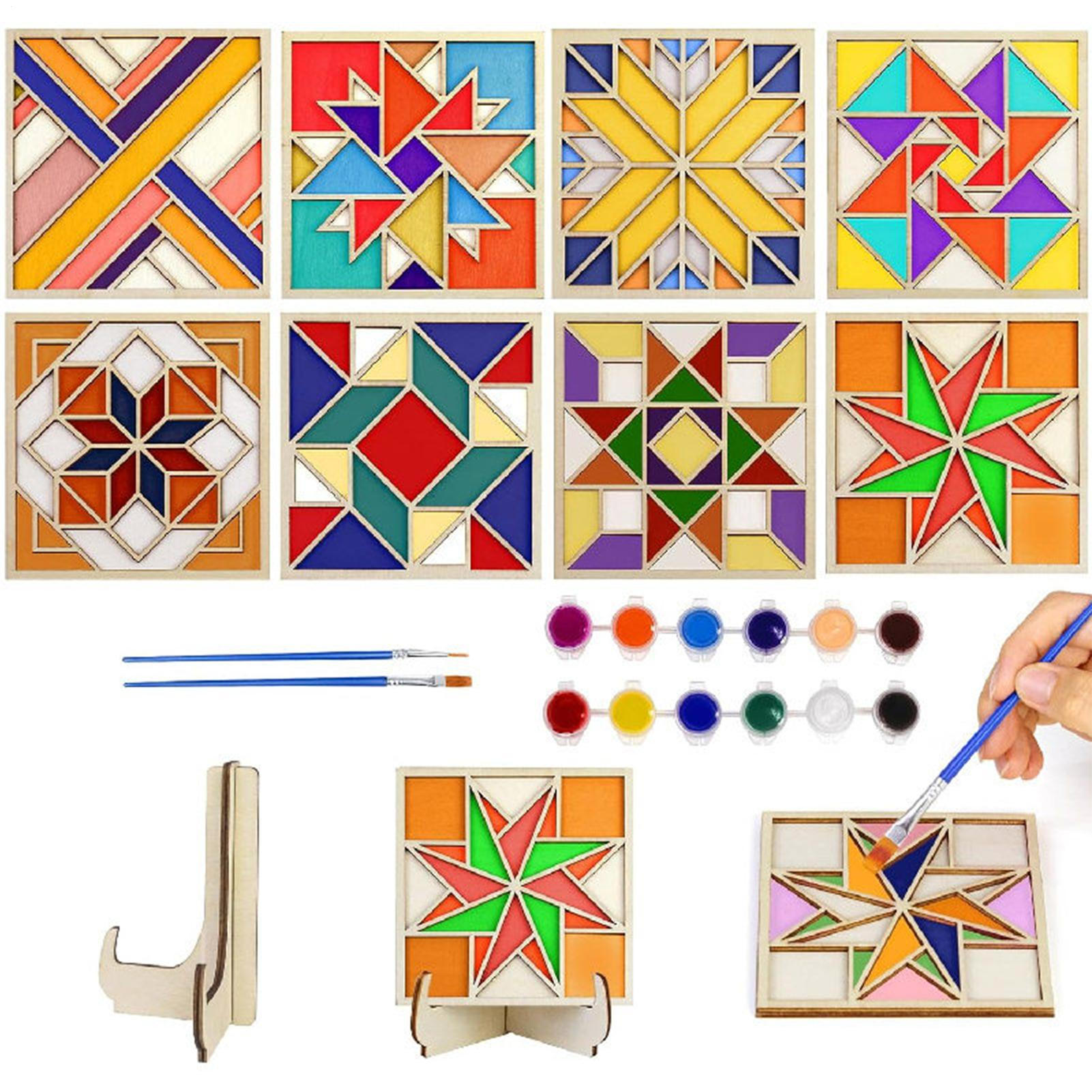 8pcs DIY Wooden Painted Coasters Blank Wooden Coasters Painting Homemade Table Decor Wooden Coaster Painting Art Crafts CN