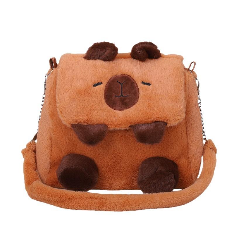 High-value Backpack, New Diagonal Span Plush Bag, Cartoon Zipper, Cute Multi-functional Crossbody Backpack.