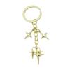 Elegant Cutout Four Pointed Star and Moon Keychain Pendant Durable Alloy Lightweight for Women Gift Bag Charm Accessory
