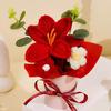 Knitted Flower Bouquet Finished Crochet Rose Bouquet Valentine'S Day Wedding Decor Handmade Artificia Flower Package Bag Gift