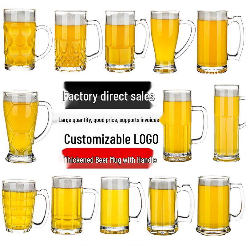 ZISIZ Große Bierkrug aus Glas mit Henkel