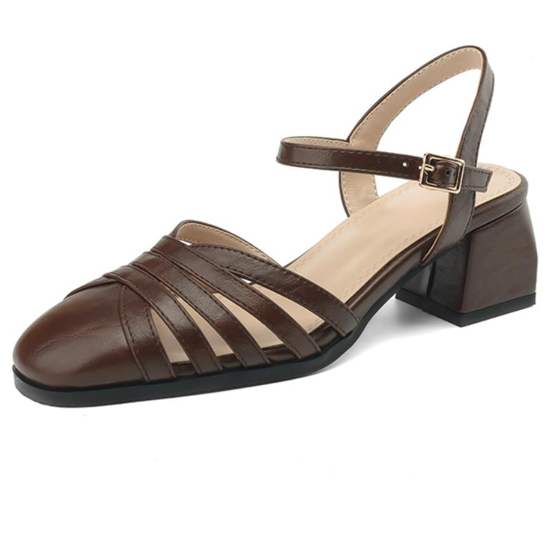 Neformální dámské sandály Elegantní letní obuv 2024 Nízký podpatek Uzavřená špička Černá Bílá Společenská obuv Obuv Dívky Pohodlné