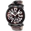 GAGA MILANO Manuale Watch, Brown Dial, Stainless Steel (BKPVD) Case, Skeleton Back, Swiss Made, 501204S-BRW, Men's