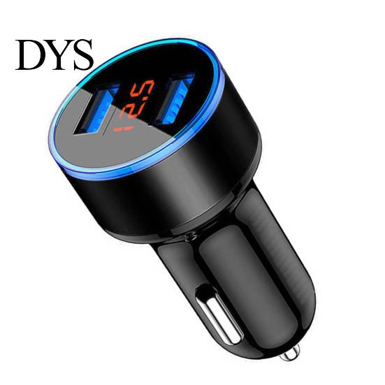 Auto Phone Charger LTP Car Fast Charging Plug Play LED Digital Display Dual USB Smart Adapter for MP3