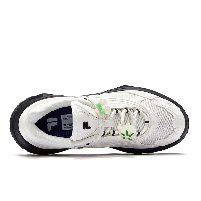 Fila Fusion Bianco III Hard Candy Fashion Versatile Height Increasing Low Top Dad Shoes Women Sneaker White Black T12W521004FSB