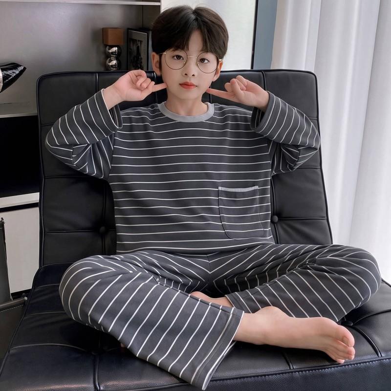 Boys Cotton Pajama Set Long Sleeve Cartoon Print Sleepwear Kids Ages 8 Fall Home Wear