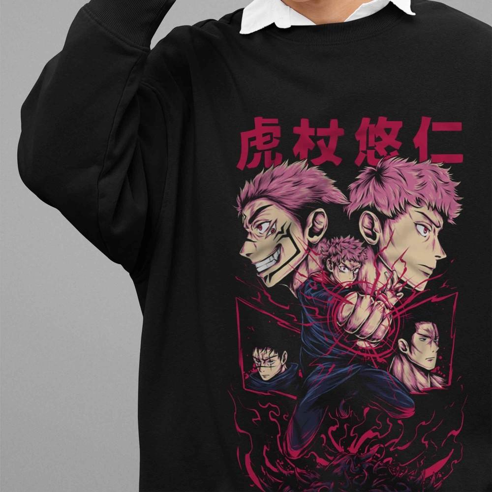 

Jujutsu Kaisen Sweatshirt Sukuna Yuji Sweater JJK Anime Pullover Gojo Satoru L