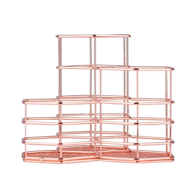 

Шестигранный креативный держатель для ручек, многофункциональный настольный органайзер, корзина для хранения, контейнер, чехол для хранения кистей для макияжа, подставка для палочек для еды розового золота